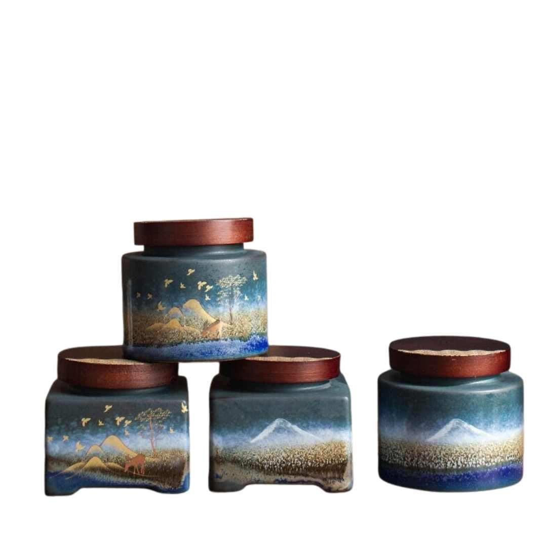 Ceramic Portable Moisture Proof Sealed Jar With Wooden Lid acacuss