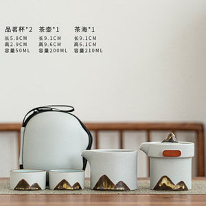 Ceramic Portable Travel Kung Fu Tea Set Home Office Zen Tea Teapot Gift - Travel Teaset with cups and TEA Caddy in Travel Bag acacuss