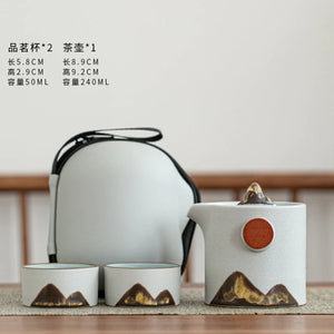 Ceramic Portable Travel Kung Fu Tea Set Home Office Zen Tea Teapot Gift - Travel Teaset with cups and TEA Caddy in Travel Bag acacuss