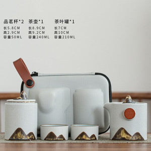 Ceramic Portable Travel Kung Fu Tea Set Home Office Zen Tea Teapot Gift - Travel Teaset with cups and TEA Caddy in Travel Bag acacuss