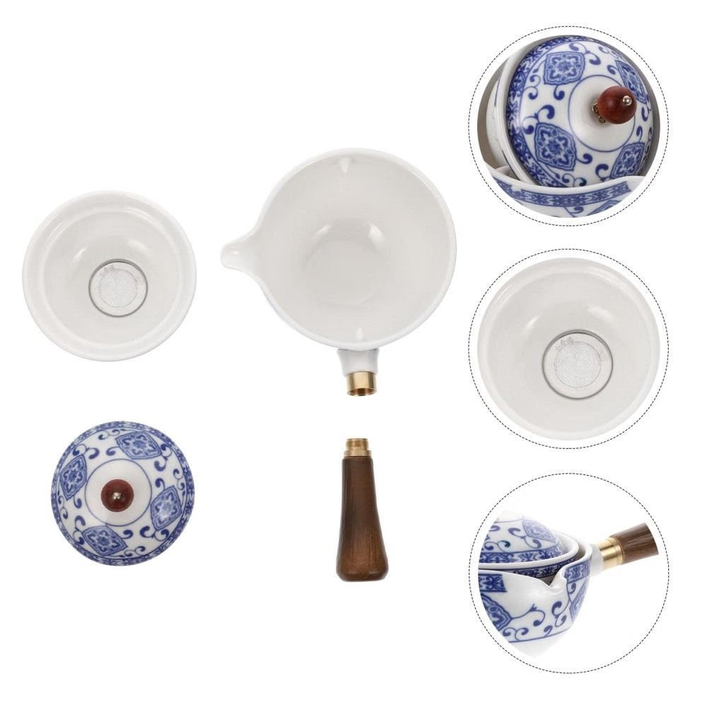 Ceramic Portable Travel Tea Set - Teapot 360 Automatic Spinning - Gift packed acacuss