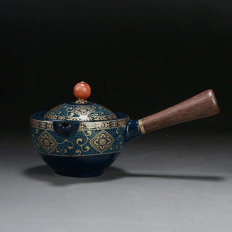 Ceramic Portable Travel Tea Set - Teapot 360 Automatic Spinning - Gift packed acacuss
