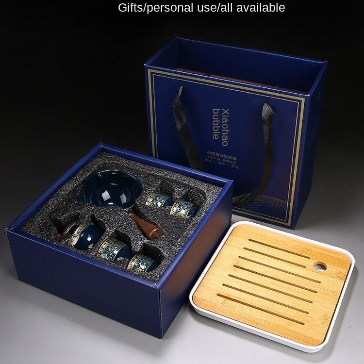 Ceramic Portable Travel Tea Set - Teapot 360 Automatic Spinning - Gift packed acacuss