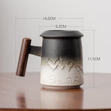 Ceramic Retro Coffee Cup Tea Mug Ceramic Strainer With Cover Cup Business Gift Cups Set For Milk Drinkware acacuss