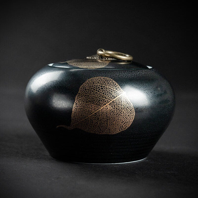 Ceramic Sealed Home Storage Tea Retro Simple 1000ml Tea Caddy Pot acacuss