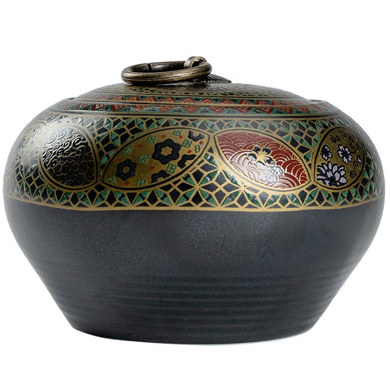 Ceramic Sealed Home Storage Tea Retro Simple 1000ml Tea Caddy Pot acacuss