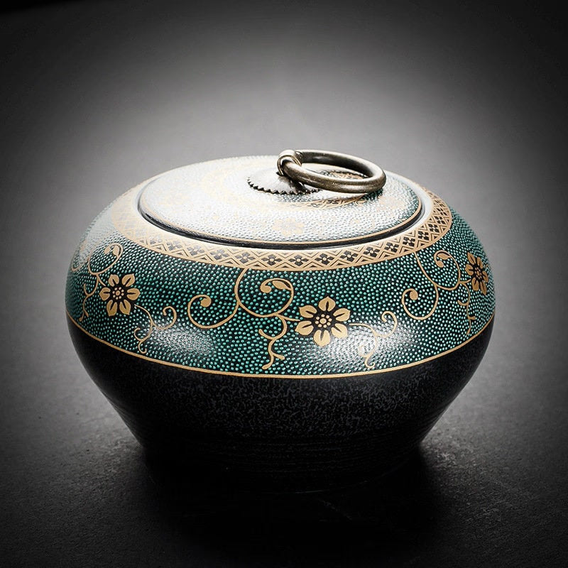 Ceramic Sealed Home Storage Tea Retro Simple 1000ml Tea Caddy Pot acacuss