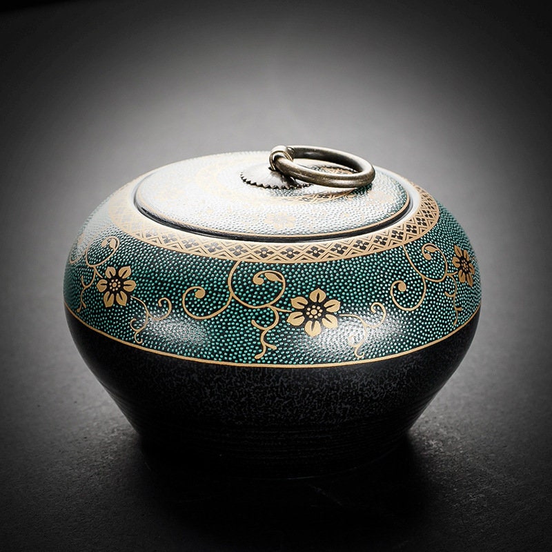 Ceramic Sealed Home Storage Tea Retro Simple 1000ml Tea Caddy Pot acacuss