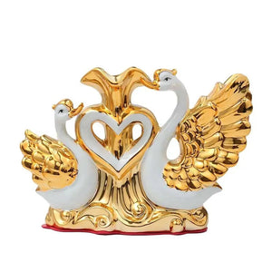 Ceramic Swan Vase Arrangement Dining Table Home Decoration Accessories Creative Lovers Vase Wedding decoration acacuss