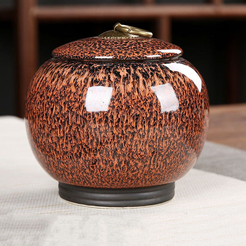 Ceramic Tea Box Tea Caddy Moisture Proof Sealed Jar Storage Tank Candy Jar Tea Container Tea Organizer Grain Tank Decorative Jar acacuss