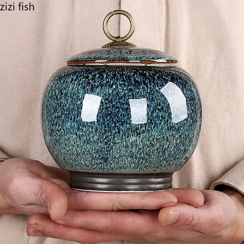 Ceramic Tea Box Tea Caddy Moisture Proof Sealed Jar Storage Tank Candy Jar Tea Container Tea Organizer Grain Tank Decorative Jar acacuss