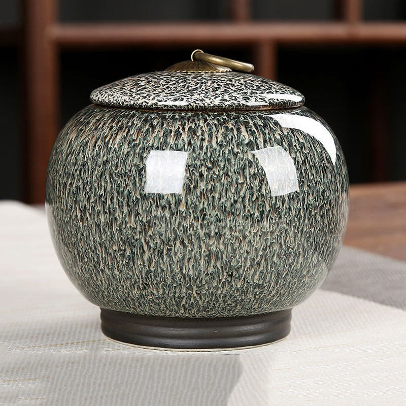 Ceramic Tea Box Tea Caddy Moisture Proof Sealed Jar Storage Tank Candy Jar Tea Container Tea Organizer Grain Tank Decorative Jar acacuss