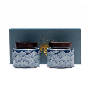 Ceramic Tea Caddy 2 Piece Set Gift Box Wooden Cover Storage Tank Sealed Jar Storage Tank Tea Box Tea Container Candy Jar Tea Can acacuss