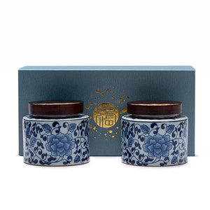 Ceramic Tea Caddy 2 Piece Set Gift Box Wooden Cover Storage Tank Sealed Jar Storage Tank Tea Box Tea Container Candy Jar Tea Can acacuss