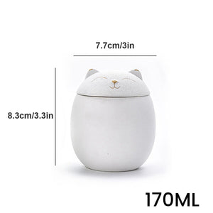 Ceramic Tea Caddy Cute Cat Pattern Portable Sealed Tea Leaf Containers Trave acacuss