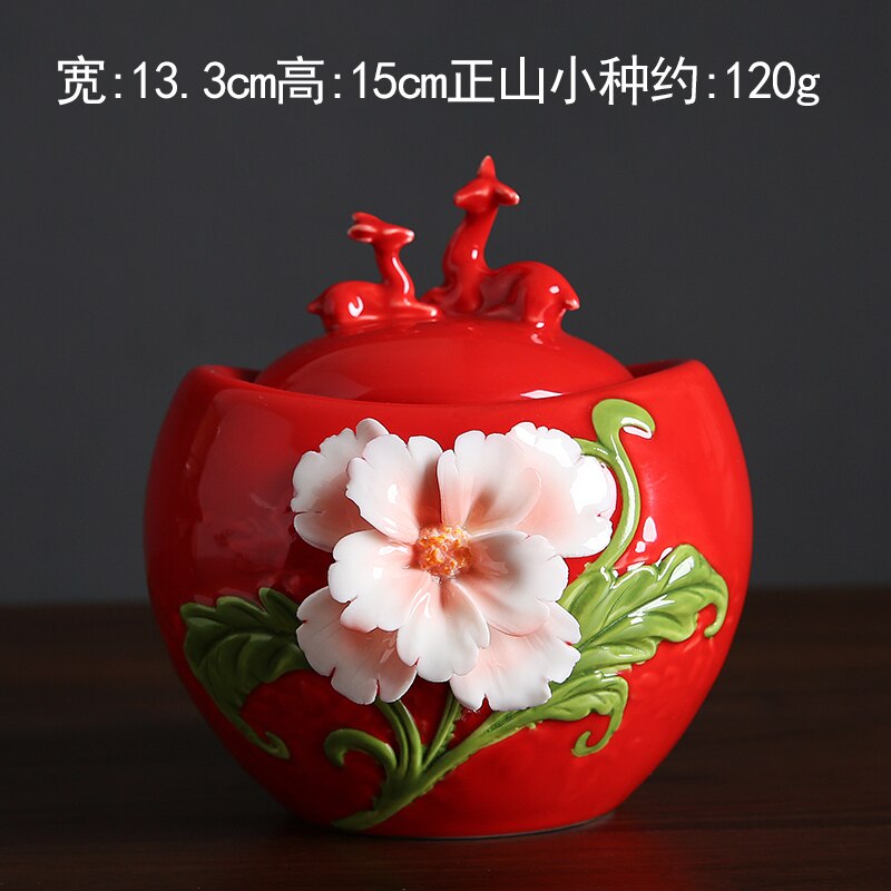 Ceramic Tea Caddy Deer Cover Gourd Shaped Tea Tin Decorative Jar Sealed Jar Home Storage Tank Tea Box Candy Jars Tea Container acacuss
