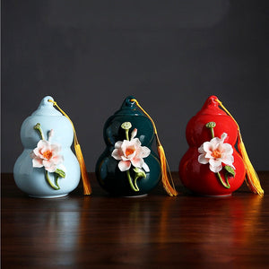 Ceramic Tea Caddy Deer Cover Gourd Shaped Tea Tin Decorative Jar Sealed Jar Home Storage Tank Tea Box Candy Jars Tea Container acacuss
