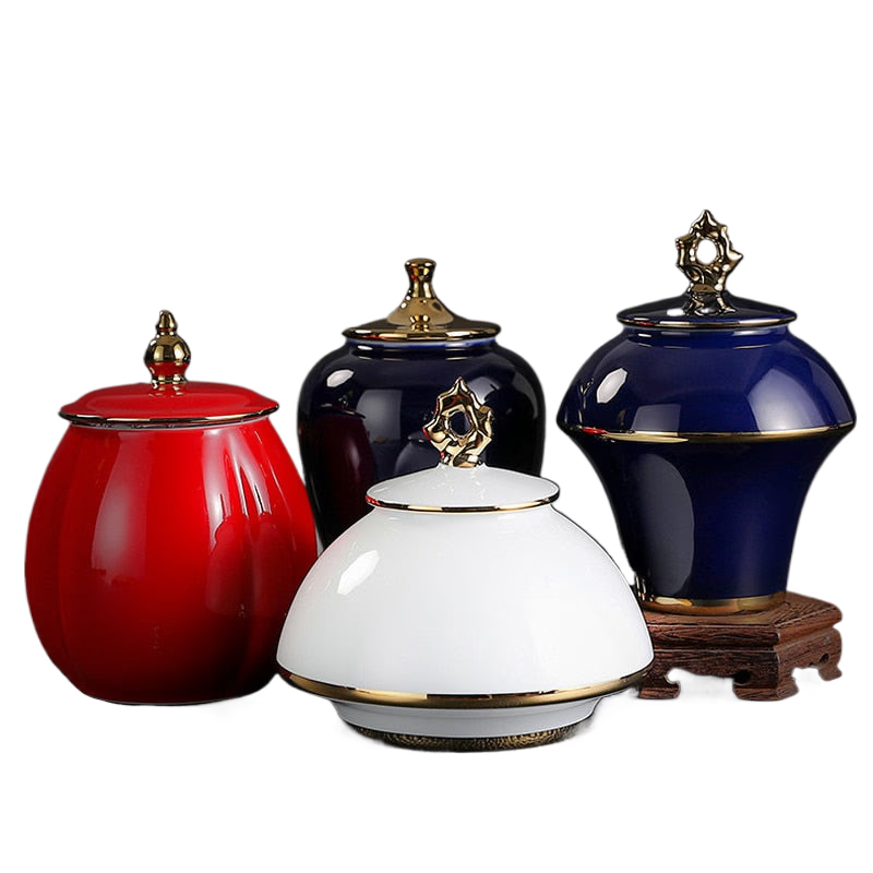 Ceramic Tea Caddy Large Storage Tank Decoration Accessories Sealed Jar Tea Caddies Food Finishing Tank Candy Jar Tea Organizer acacuss