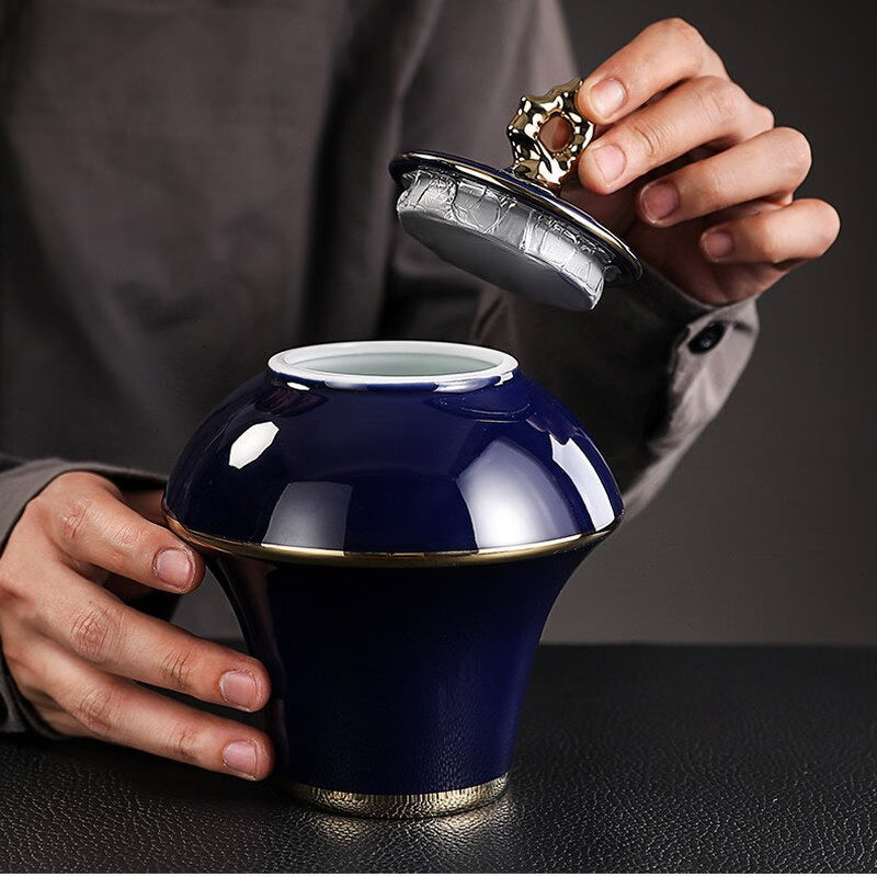 Ceramic Tea Caddy Large Storage Tank Decoration Accessories Sealed Jar Tea Caddies Food Finishing Tank Candy Jar Tea Organizer acacuss