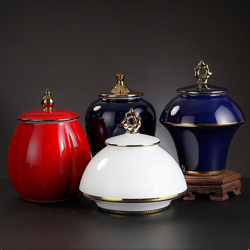 Ceramic Tea Caddy Large Storage Tank Decoration Accessories Sealed Jar Tea Caddies Food Finishing Tank Candy Jar Tea Organizer acacuss