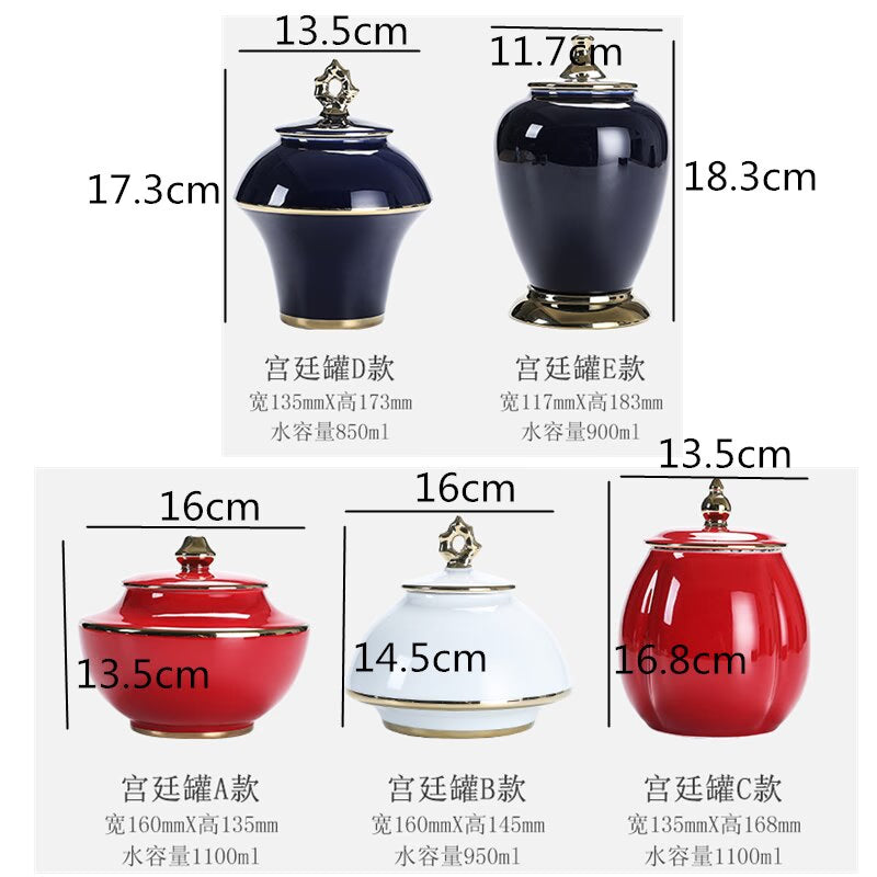 Ceramic Tea Caddy Large Storage Tank Decoration Accessories Sealed Jar Tea Caddies Food Finishing Tank Candy Jar Tea Organizer acacuss