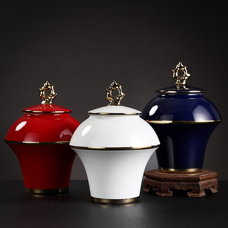 Ceramic Tea Caddy Large Storage Tank Decoration Accessories Sealed Jar Tea Caddies Food Finishing Tank Candy Jar Tea Organizer acacuss