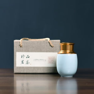 Ceramic Tea Caddy Metal Cover Sealed Jar Tea Box with Gift Box Tea Container Tea Organizer Candy Jar Storage Tank Storage Box acacuss