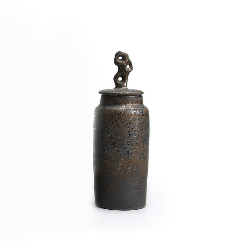 Ceramic Tea Caddy Retro Chinese Sealed Decoration Moisture-proof acacuss