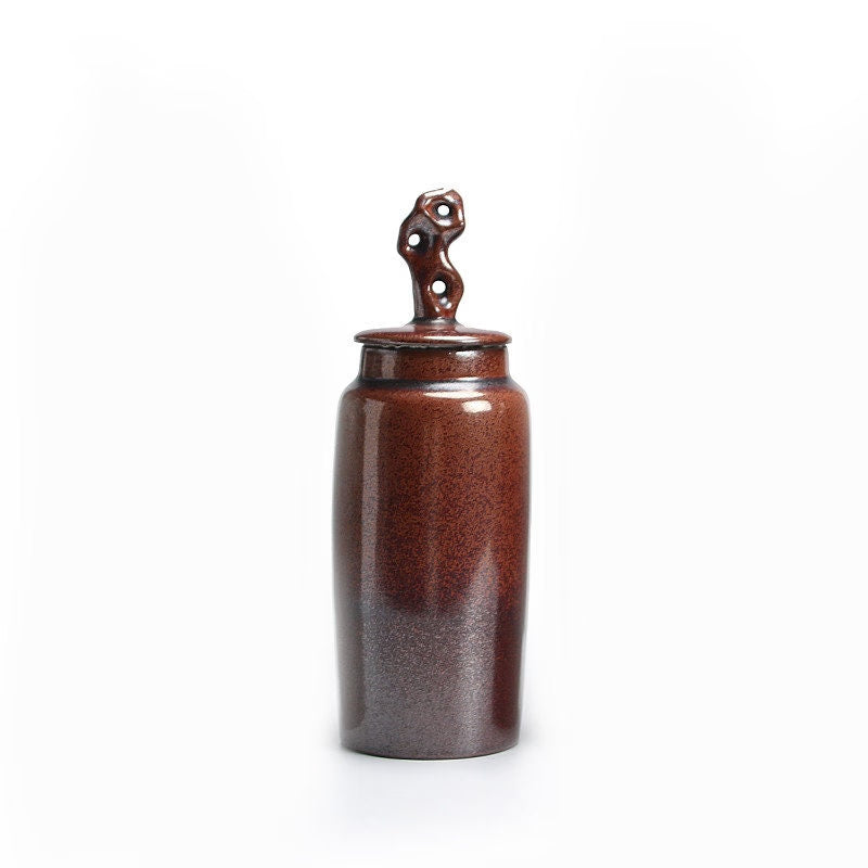 Ceramic Tea Caddy Retro Chinese Sealed Decoration Moisture-proof acacuss