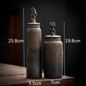 Ceramic Tea Caddy Retro Chinese Sealed Decoration Moisture-proof acacuss