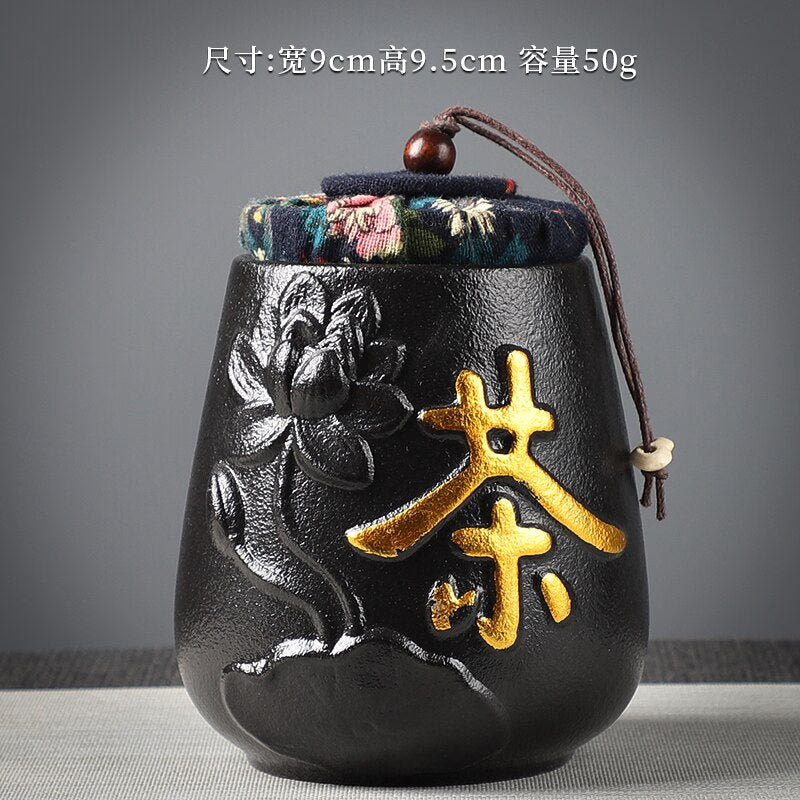 Ceramic Tea Caddy Sealed Jar Small Tea Box Portable Tea Can Storage Tank Candy Jars Food Container Tea Organizer Decorative Jar acacuss
