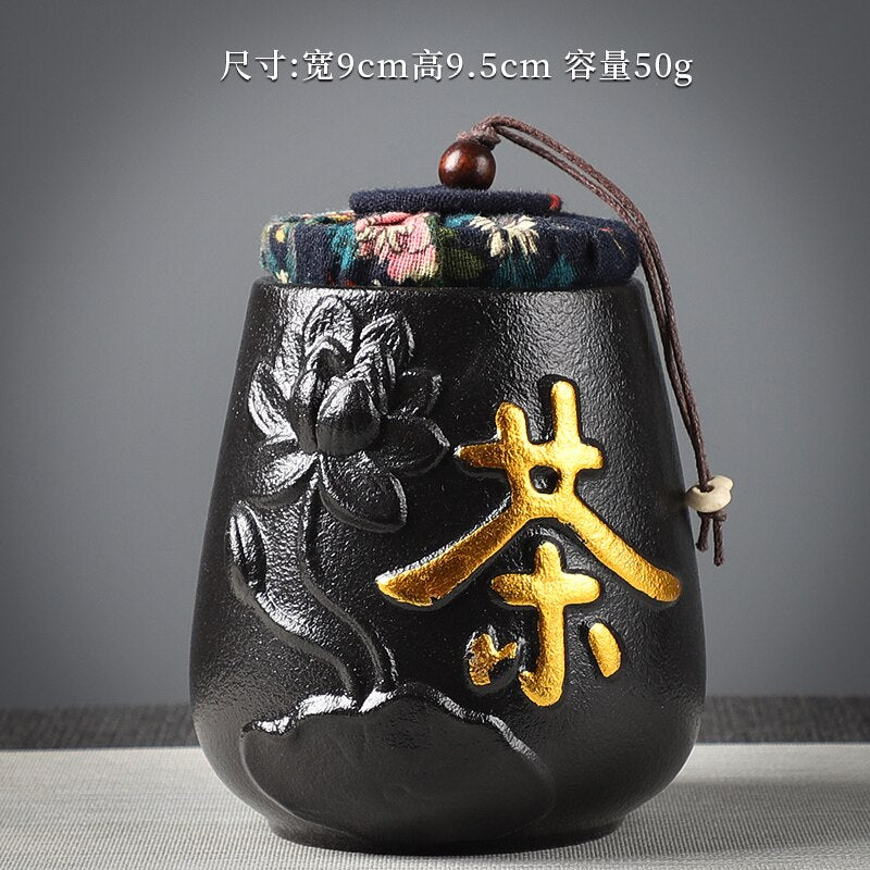 Ceramic Tea Caddy Sealed Jar Small Tea Box Portable Tea Can Storage Tank Candy Jars Food Container Tea Organizer Decorative Jar acacuss