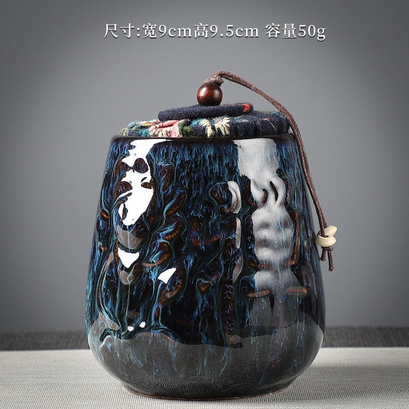 Ceramic Tea Caddy Sealed Jar Small Tea Box Portable Tea Can Storage Tank Candy Jars Food Container Tea Organizer Decorative Jar acacuss