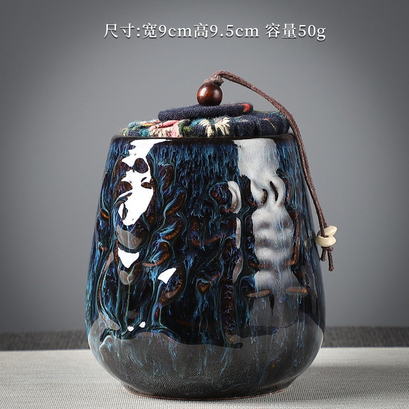Ceramic Tea Caddy Sealed Jar Small Tea Box Portable Tea Can Storage Tank Candy Jars Food Container Tea Organizer Decorative Jar acacuss