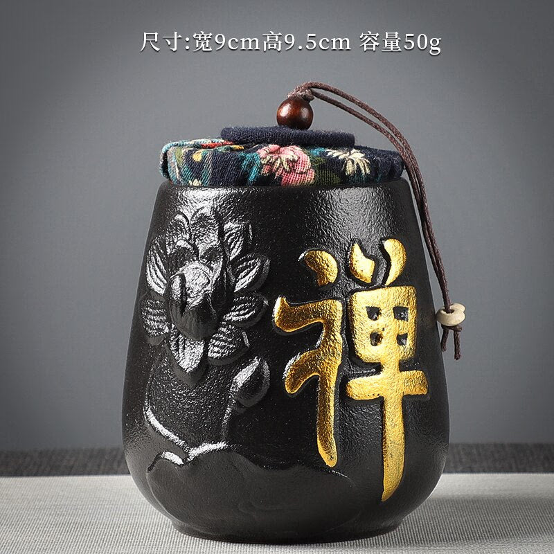 Ceramic Tea Caddy Sealed Jar Small Tea Box Portable Tea Can Storage Tank Candy Jars Food Container Tea Organizer Decorative Jar acacuss