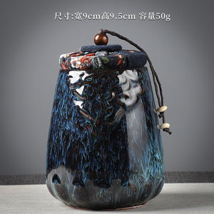 Ceramic Tea Caddy Sealed Jar Small Tea Box Portable Tea Can Storage Tank Candy Jars Food Container Tea Organizer Decorative Jar acacuss