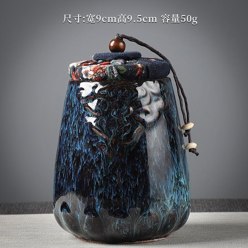 Ceramic Tea Caddy Sealed Jar Small Tea Box Portable Tea Can Storage Tank Candy Jars Food Container Tea Organizer Decorative Jar acacuss