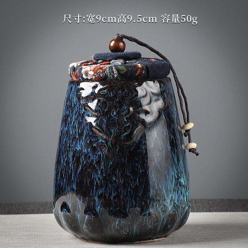 Ceramic Tea Caddy Sealed Jar Small Tea Box Portable Tea Can Storage Tank Candy Jars Food Container Tea Organizer Decorative Jar acacuss