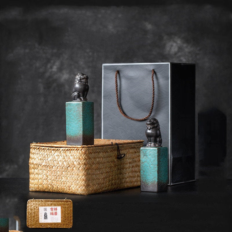 Ceramic Tea Caddy Sealed Small Storage Household Seal Decoration acacuss