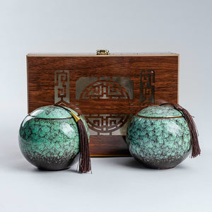 Ceramic Tea Caddy Storage Tank Tea Organizer Sealed Jar Candy Jar Food Container Decorative Jar Tea Box 2-piece Set Gift Box acacuss