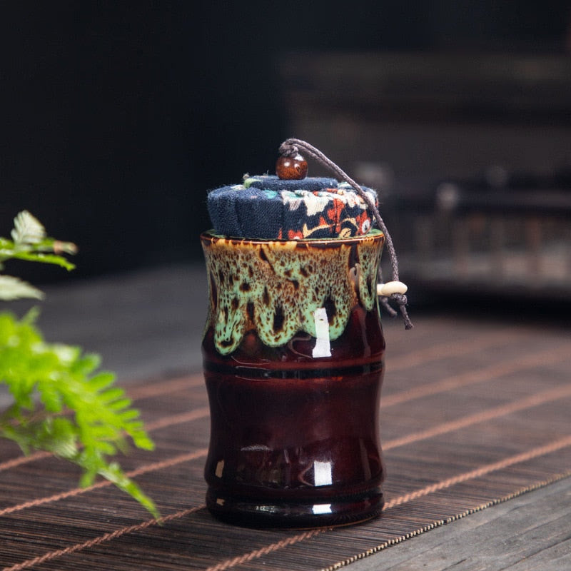 Ceramic Tea Caddy Tea Box Tea Container Storage Tank Sealed Jar Grain Tank Candy Jar Tea Organizer Tea Can Desktop Storage Box acacuss