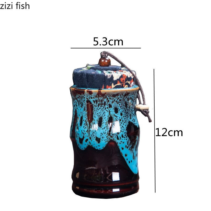 Ceramic Tea Caddy Tea Box Tea Container Storage Tank Sealed Jar Grain Tank Candy Jar Tea Organizer Tea Can Desktop Storage Box acacuss