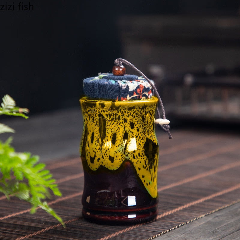 Ceramic Tea Caddy Tea Box Tea Container Storage Tank Sealed Jar Grain Tank Candy Jar Tea Organizer Tea Can Desktop Storage Box acacuss
