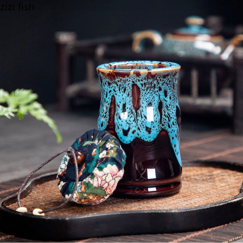 Ceramic Tea Caddy Tea Box Tea Container Storage Tank Sealed Jar Grain Tank Candy Jar Tea Organizer Tea Can Desktop Storage Box acacuss