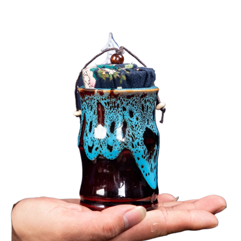 Ceramic Tea Caddy Tea Box Tea Container Storage Tank Sealed Jar Grain Tank Candy Jar Tea Organizer Tea Can Desktop Storage Box acacuss