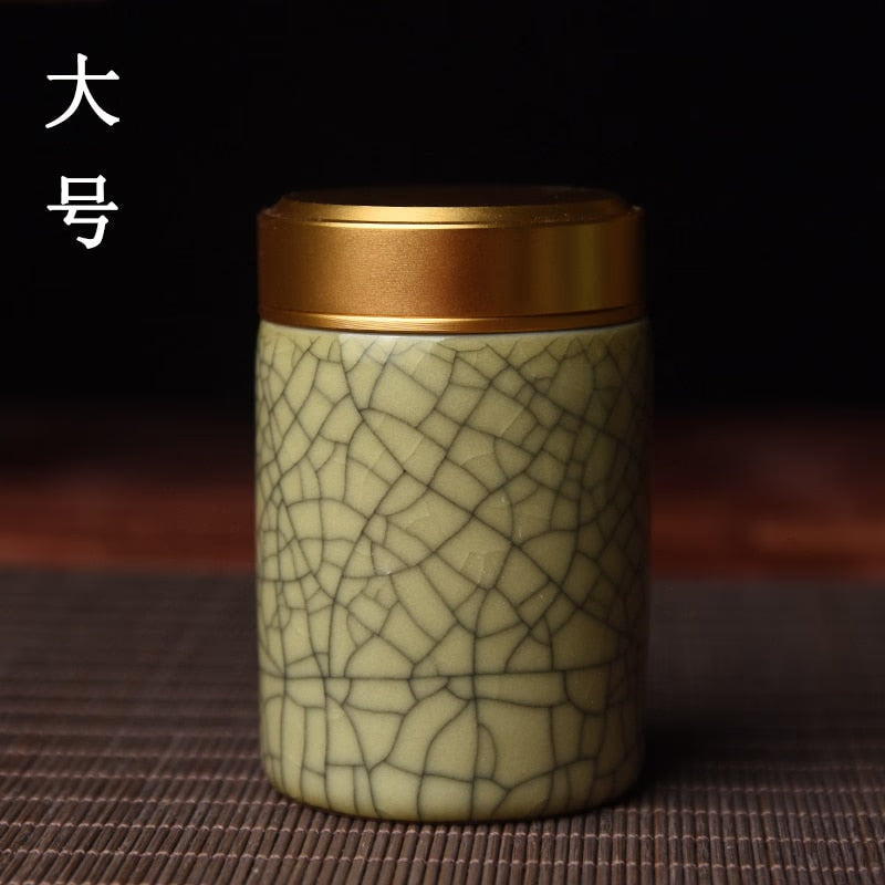 Ceramic Tea Caddy with Metal Lid Travel Tea Can Convenient Small Tea Box Tea Container Storage Tank Tea Organizer Candy Jar acacuss