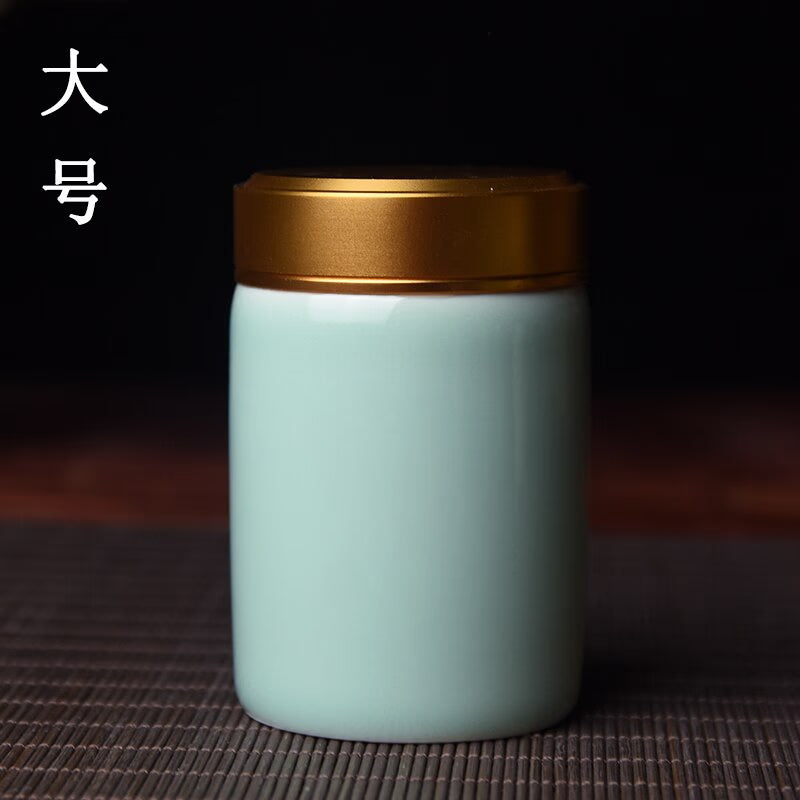 Ceramic Tea Caddy with Metal Lid Travel Tea Can Convenient Small Tea Box Tea Container Storage Tank Tea Organizer Candy Jar acacuss