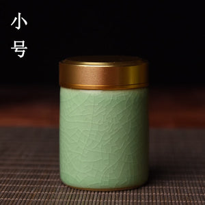 Ceramic Tea Caddy with Metal Lid Travel Tea Can Convenient Small Tea Box Tea Container Storage Tank Tea Organizer Candy Jar acacuss