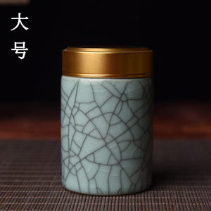 Ceramic Tea Caddy with Metal Lid Travel Tea Can Convenient Small Tea Box Tea Container Storage Tank Tea Organizer Candy Jar acacuss