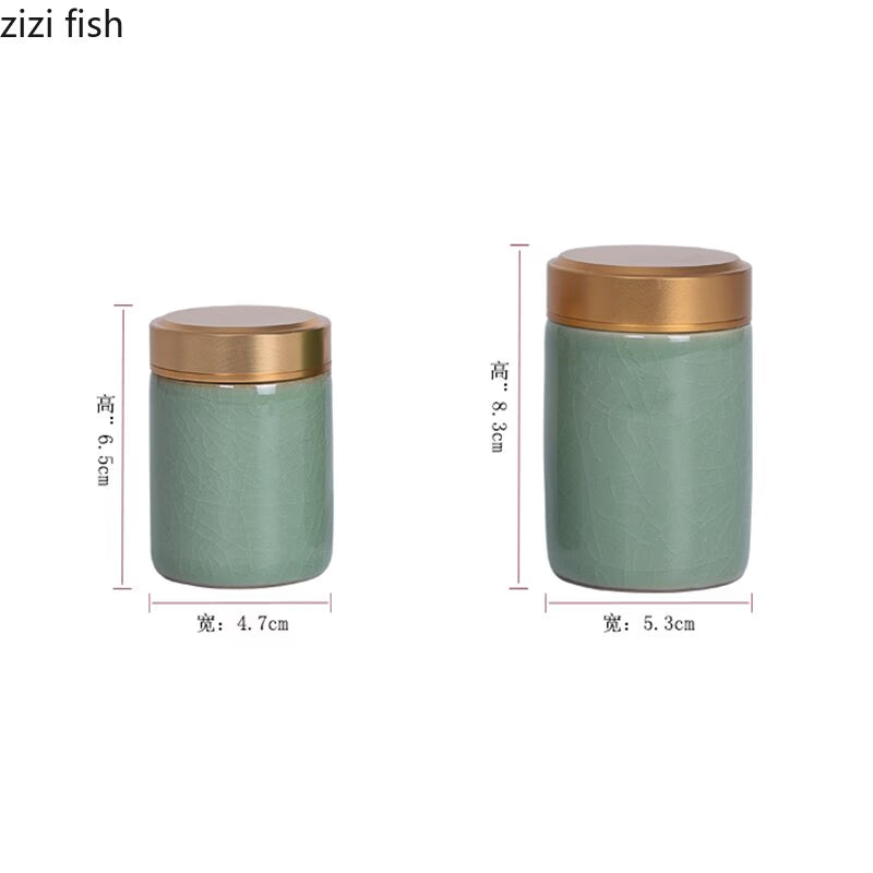 Ceramic Tea Caddy with Metal Lid Travel Tea Can Convenient Small Tea Box Tea Container Storage Tank Tea Organizer Candy Jar acacuss